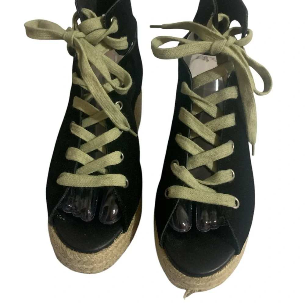 Ecote Black Espadrille Wedge Sandals 8
